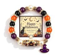 2026 Limited Edition Halloween Cat Black Pumpkin Beaded Bracelet Gift Set-B