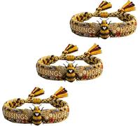 2026 Limited Edition Handmade Honey Bee Woven Bracelet, Honey Bee Adjustable Bangle Bracelet, Bee Bracelet with Blessings & Hope, Bee Flower Woven Bracelets, Unique Gifts for Friends Family (3 Pcs)