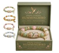 2026 Limited Edition Hummingbird Bracelets for Women, Blessing Birds Bracelet with Gift Box, Inspirational Hummingbird Strength Beaded Bracelets, Spring Blessings Jewelry for Women (#B,One Size)