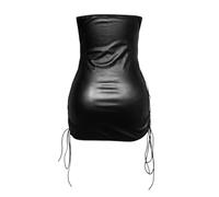 2026 Lingerie Women's Drawstring Split Hem PU Tube Top Solid Asymmetrical Strapless Slim Fit Crop Tops