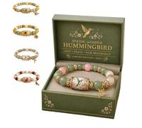 2026 Love Peace Spring Blessings Bracelet, Hummingbird Blessings Bracelet with Gift Box for Women, Inspirational Charm Beaded Bracelets, Motivational Faith and Hope Jewelry Gifts for Friend