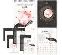 2026 Lunar Calendar | Witches Calendar 2026 - Embrace Your Magic and Stay Organized | 24 Page Moon Phase Wall Calendar | 12 Month A4 Vertical Witchy Décor Gift, Drilled Holes for Wall Hanging