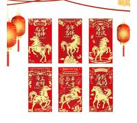 2026 Lunar New Year Envelope - Six Piece Horse Pattern Hong Bao, Spring Festival Red Decoration | Cultural Luck and Joy Embodiment: For Adults Family Friends, Mom Dad Kids Gift, Chinese New Year Money