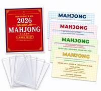 2026 Mahjong Card 4-Player Set - Complete Accessories Bundle with Protective Sleeves & Line Finder for Players, Mahjong Clubs, Game Groups and Tournaments