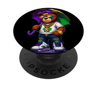 2026 Mardi Gras Teddy Bear For Boys Men Hip Hop New Orleans PopSockets Adhesive PopGrip