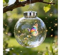 2026 Marine & Forest Life Glass Decoraton Collection, Vivid Handcrafted 3D Animal Ornament, Sparkling Crystal Ball for Christmas Tree, Garden Holiday Décor(Butterfly)