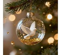 2026 Marine & Forest Life Glass Decoraton Collection, Vivid Handcrafted 3D Animal Ornament, Sparkling Crystal Ball for Christmas Tree, Garden Holiday Décor(White Dove)