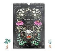 2026 Medicinal Herbs Wall Calendar, Herbal flower calendar with different illustrations, Witchcraft Dark Style 12-month Plan Calendar, Herbal Art pattern description, Gifts Plant enthusiasts