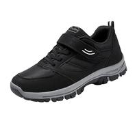 2026 Men's Casual Shoes Fashionable Pattern Plain Simple Thick Sole Hook Loop Four Season Sports Shoes Diabetic Soft Men, black, 9 UK