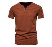 2026 Men's Cotton Tee Shirt V-Neck T-Shirts And Sports Tops Short Sleeve Simple Solid Color Soft And Comfortable Top Casual Slim Top Blouse Summer Breathable Tunic Elasticity Base