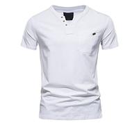 2026 Men's Cotton Tee Shirt V-Neck T-Shirts And Sports Tops Short Sleeve Simple Solid Color Soft And Comfortable Top Casual Slim Top Blouse Summer Breathable Tunic Elasticity Base