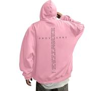 2026 Men's Hoodies Sweatshirts Retro Graphic Verse Hoodie for Men Inspirational Apparel Casual Wear Perfect Believers (S) Pink