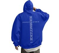 2026 Men's Hoodies Sweatshirts Retro Graphic Verse Hoodie for Men Inspirational Apparel Casual Wear Perfect Believers (Blue, XL)
