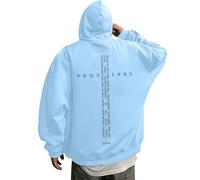 2026 Men's Hoodies Sweatshirts Retro Graphic Verse Hoodie for Men Inspirational Apparel Casual Wear Perfect Believers (Light Blue, L)