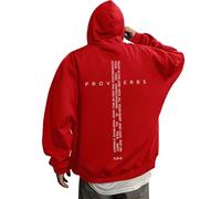 2026 Men's Hoodies Sweatshirts Retro Graphic Verse Hoodie for Men Inspirational Apparel Casual Wear Perfect Believers (Red, XXXL)