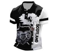 2026 Men's Scotland Themed Polo Shirt 2026 Summer - Short Sleeve Casual Top with Subtle Thistle Motif Relaxed Fit Golf Shirt for Holiday UK