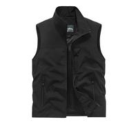 2026 Mens Sleeveless Vest Outerwear Summer Outdoors Vests Travel Photo Work Fishing Cargo Pockets (Black, XXXXL)