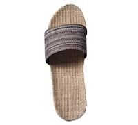 2026 Mens Slippers Summer Linen Comfotable and Home Slip Thick Soles Men (Coffee, 6.5)