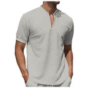 2026 Men's Sports T Shirt Short Sleeve Summer V-Neck Top with Zipper Neck Solid Color Casual Embossed Fashionable Classic Simple Comfortable Fit Loose Everyday Top Basic