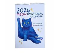 2026 Meowtivational Cat Calendar, Funny Cat Wall Calendar with Daily Affirmations, 12-Month Illustrated Cat Art Calendar for Office or Home Wall Decor