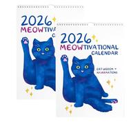 2026 Meowtivational Cat Calendar, Funny Cat Wall Calendar with Daily Affirmations, 12-Month Illustrated Cats Art Wall Calendars, with Different Color Illustrations, Home Decor for Cat Lovers (2pcs)