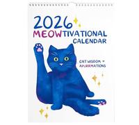2026 Meowtivational Cat Calendar, Funny Cat Wall Calendar with Daily Affirmations, 12-Month Illustrated Cats Art Wall Calendars, with Different Color Illustrations, Home Decor for Cat Lovers (1pc)