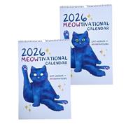 2026 Meowtivational Cat Calendar, Funny Cat Wall Calendar with Daily Affirmations, Ironic & Whimsical Cat Art, 12-Month Illustrated Cat Art Calendars for Office and Home (2pcs)