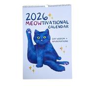 2026 Meowtivational Cat Calendar, Funny Cat Wall Calendar with Daily Affirmations, Ironic & Whimsical Cat Art, 12-Month Illustrated Cat Art Calendars for Office and Home (1pcs)