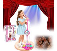 2026 Microphone Stand Kids, Multifunctional Girls Microphone and Stand, Microphones Toy, Karaoke Machine Toy with Light, with Flashing Stage Lights and Pedals, Creative Play (pink)
