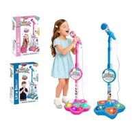 2026 Microphone Stand Kids, Multifunctional Girls Microphone and Stand, Microphones Toy, with Flashing Stage Lights and Pedals (2PCS-B)