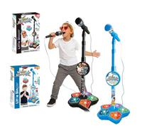 2026 Microphone Stand Kids, Multifunctional Girls Microphone and Stand, Microphones Toy, with Flashing Stage Lights and Pedals (2PCS-A)