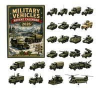 2026 Military Vehicles Advent Calendar, Die Cast Tank And Truck Model Set | Green Army Vehicle Advent Calendar,24 Jeep Helicopter Replicas,Metal Machinery Collection,Winter Combat Surprise,Boy Toy Gift