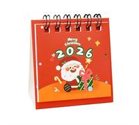 2026 Mini Christmas Desk Calendar Set - 6-pack Cute Holiday Calendars With Santa, Snowman & Reindeer Designs, Pocket-sized Paper Desktop Decor for Office, Home & Gifts (Red2)