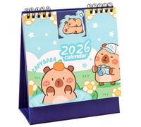 2026 Mini Desk Calendar Wirebound Planner Desktop Cute Cartoon Calendar 6.3" x 6" - Capybara (Oct. 2025 to Dec. 2026)