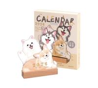 2026 Mini Desk Calendar With Wooden Base Cute Cat Theme Monthly Planner For Desktop Decoration (A, One Size)