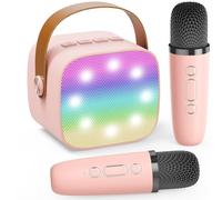 2026 Mini Karaoke Machine for Kids Adults, Portable Bluetooth Speaker with 2 Wireless Microphones, MP3 Music Player for Girls Toys 3-11,12+ Years Old, Gifts for Family Home Birthday Party (Pink)