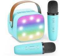 2026 Mini Karaoke Machine for Kids Adults, Portable Bluetooth Speaker with 2 Wireless Microphones, MP3 Music Player for Girls Boys 3-11,12+ Years Old, Gifts for Family Home Birthday Party (Blue)