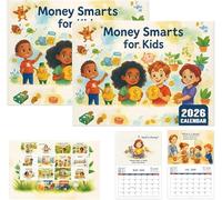 2026 Money Smarts For Calendar,Monthly Planning and Motivation,Monthly with Illustrations Mon and Calendar Colorful