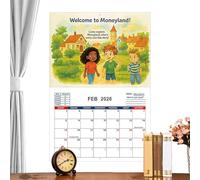 2026 Money Smarts for Kids Calendar,Money Learning Monthly Wall Calendar | Jan - Dec 2026 Planner with Colorful Illustrations for Boys Girls