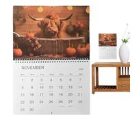 2026 Monthly Calendar | 2026 Highland Cows Monthly Wall Calendar,Schedule Planner Offices Supplies for Studio School Classroom Meeting Room Home Decor Living Spaces