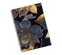 2026 Monthly Journal Twin Coil Binding Flower Print Weekly Planner for Daily Scheduling Task and Plan Organization Easy Write