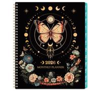 2026 Monthly Planner - 2026 Planner from JAN. 2026 - DEC. 2026, 9" x 11", 18-Month Monthly Calendar with Tabs and Back Pocket, Twin-Wire Binding - Butterfly