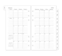 2026 Monthly Planner Refill, A6 Small Size Planner Inserts for 6 Ring, 3.8"x6.8", Jan. 2026 - Dec. 2026, 12 Monthly Calendars with Laminated Tabs, 6-Hole Punched