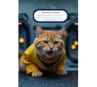 2026 monthly planner - Space Kittens: Dot grid notes and monthly spreads - small size - 80 pages