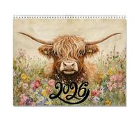 2026 Monthly Tear Off Cow Calendar for Quick Date Changes and Desk Organization Includes Holiday Markings and Artistic Images Visiting Card
