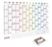 2026 Monthly Wall Calendar,29 X 20 Inch Large Notebook with Tip Labels And Sticker | Monthly Wall Calendar,for Reading Health Mental Study School Task Home Vacation Party Birthday Travel