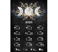 2026 Moon Phase Poster, Lunar Calendar Wall Art (14 * 11 inch), Moon Phases Chart for New & Full Moons, Celestial & Astrology Decor, Thick 350g Premium Paper
