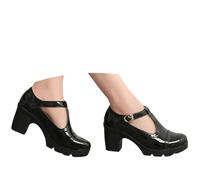 2026 Mother of The Bride Women's Platform Toe Sandals Mary Jane Kitten High Heel Patent Date Night Wedding Guest Satin Heels Women Ankle Strap Bridesmaid (5) Black