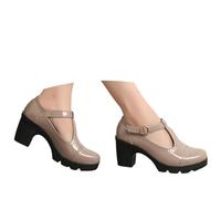 2026 Mother of The Bride Women's Platform Toe Sandals Mary Jane Kitten High Heel Patent Date Night Wedding Guest Satin Heels Women Ankle Strap Bridesmaid (18) Khaki