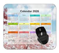 2026 Mouse pad Calendar with Holidays,Patterns Background Light Surface Gaming Mouse Pad